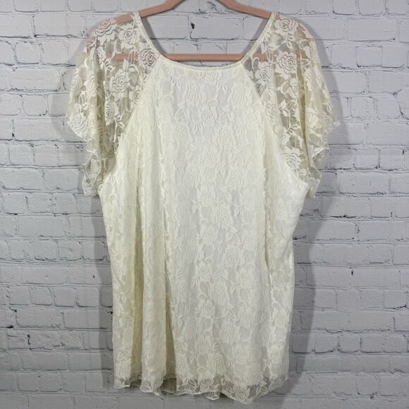 Lavish Tunic Lace Women Plus 3X Cream Romantic Femenine Crochet Cottage Blouse - Picture 2 of 11